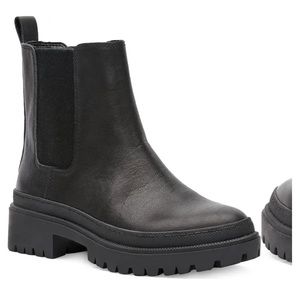 Lucky Brand Ellerey Lug Sole Leather Black Boots Size 7.5